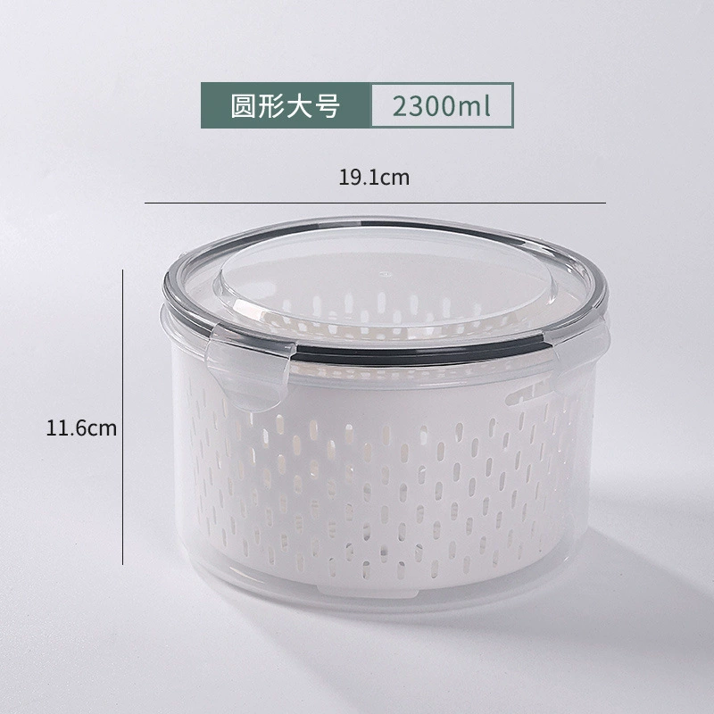 Double‑layer draining food storage box, transparent food‑grade, multiple sizes & sets