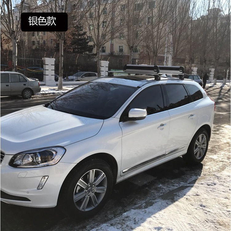 2 Aluminum Alloy Car Roof Ski Racks for Loading Snowboards and Skis, Ski Sled Clip Holder
