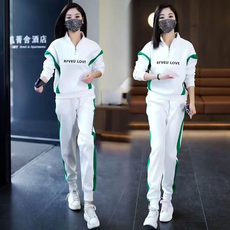 休闲运动服套装女秋季2025年新款韩版时尚宽松显瘦立领卫衣两件套|undefined