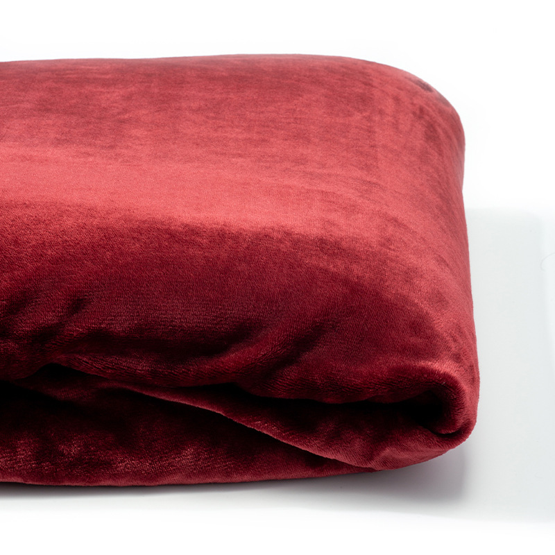 新款抗皱针织纯色简约酒红色柔软加厚防风涤纶法兰绒家纺服饰面料