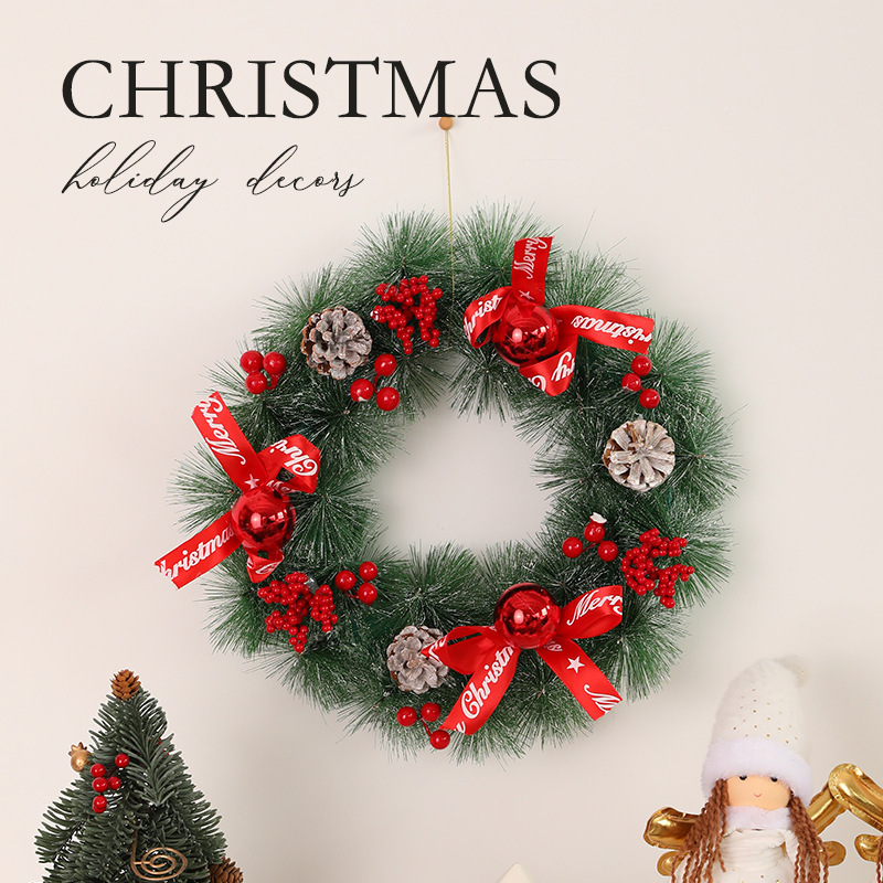 外国貿易の人気クリスマスの花輪のペンダントクリスマスのシーンのショーウインドーの扉を配置します。|undefined