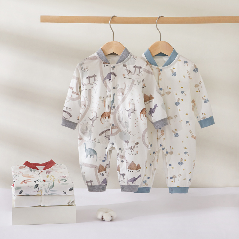 Bebé ropa de otoño algodón de los hombres ropa de bebé de una sola pieza pijamas monje ropa de primavera y otoño recién nacido mameluco cuatro estaciones