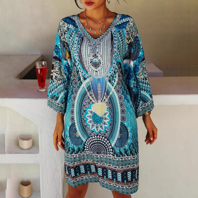 in stock 2023 Amazon AliExpress wish Europe and the United States cross-border spring plus size long sleeve dress