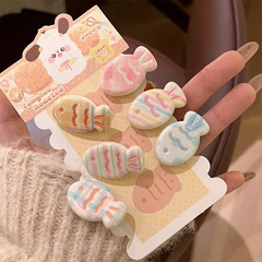 女の子クリーム色のかわいい魚ヘアピンマカロンヘアピン前髪クリップサイドクリップ女の子bbクリップ頭飾り女性