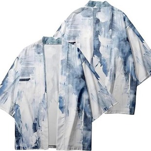 Cross-Border Hot-Selling Japanese Ukiyo-E Series Element Cloak, Kimono, Robe, Versatile Cardigan, Three-Quarter Sleeve Shirt Wholesale