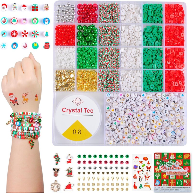 Cross-border New Christmas Soft Pottery Clay Beads Letter Beads CCB Beads Material DIY Earrings Bracelet Jewelry Accessories