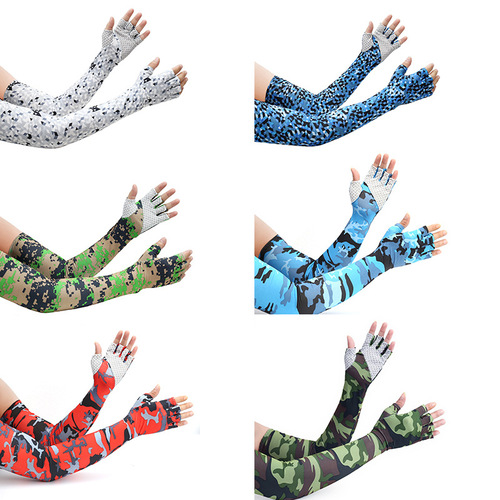 Outdoor half-finger gloves, summer thin sun protection cycling gloves, ice silk non-slip fishing sleeves