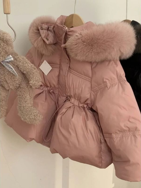 韓国版の女の子2025ダウン綿服の新型冬服の洋風冬の赤ちゃんの保温毛襟綿のコートの流れ|undefined