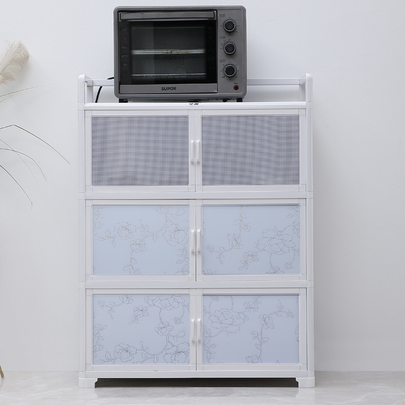 Estante de cocina con puerta de gabinete, armario de comedor, armario de almacenamiento, armario de malla, armario de cocina ventilado, estilo moderno y simple