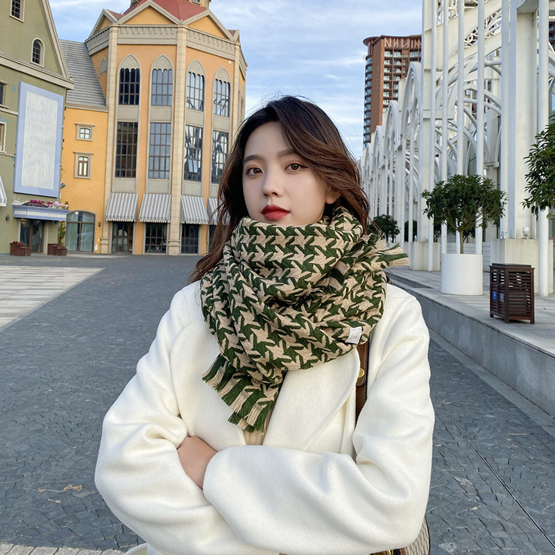 Retro Style Women's Retro Houndstooth Polyester Scarf
