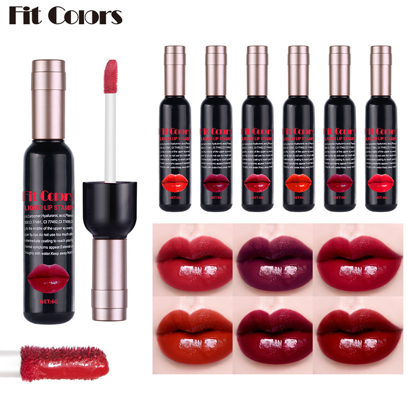 Fit colors red wine bottle dye lip Liquid Lip Glaze moisturize, moisturize, not easy to fade, bite lip makeup liquid lipstick cross border