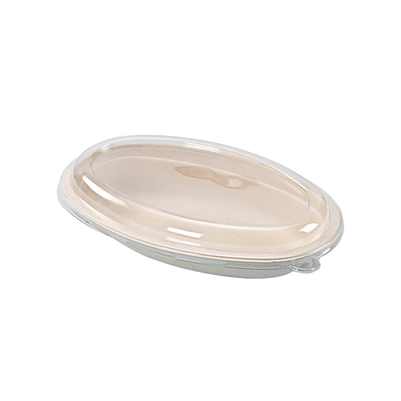 Disponible 800ml caja de comidas elíptica de borde recto para reducir la grasa ensalada de comida ligera tazón de pasta caja de embalaje doméstica