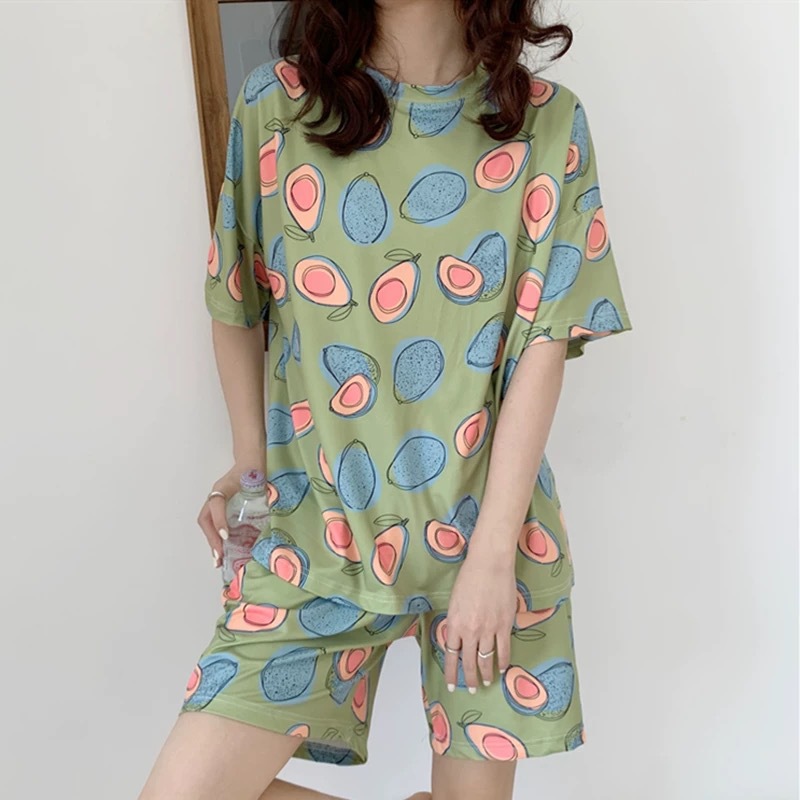 Pijama mujer verano suelto talla grande dulce y lindo estudiante pantalones cortos de manga corta se pueden usar trajes de servicio a domicilio coreanos