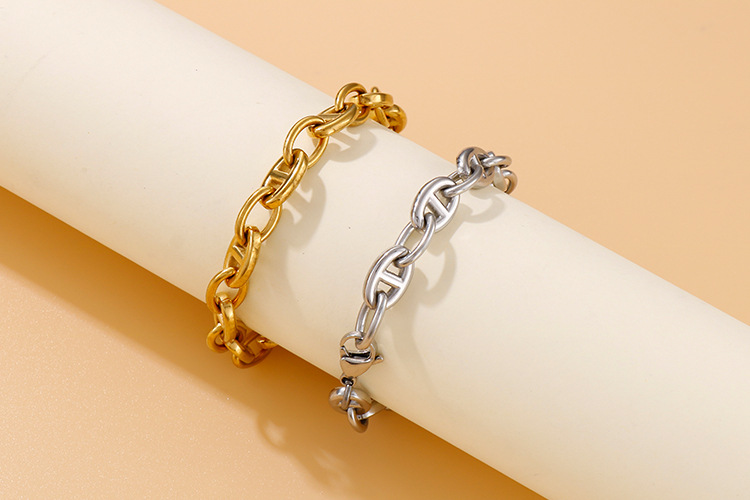 new fashion oval ring open buckle stainless steel necklace bracelet set wholesale nihaojewelry