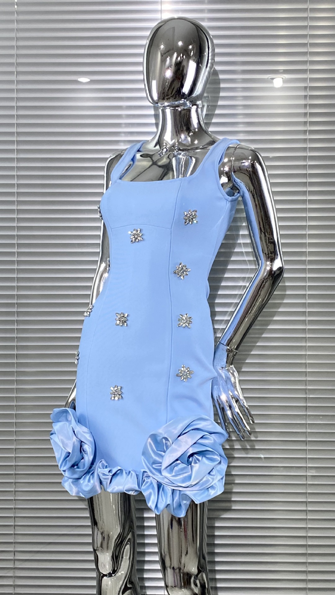 Women's Clothing Luxury Sleeveless Bandage Dress Rhinestone Embellished Tulip Shaped Skirt Bodycon Style Party Women's Clothing_ecoleips.com