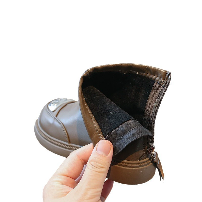 Martens, demi-season children's fleece low low boots English style for men and women for leisure, British style, for teenagers