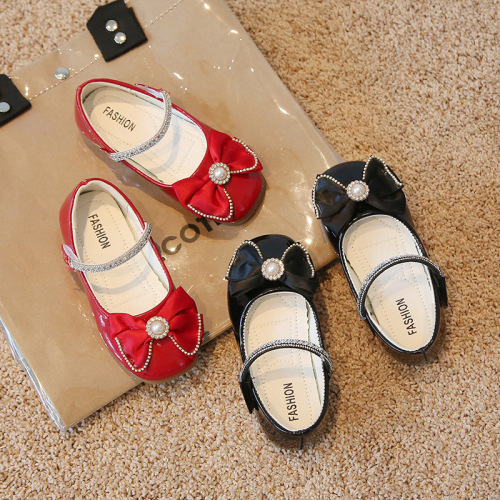 Sweet Big Red Girls Leather Shoes  Spring New Children's Shoes Cute Bow Princess Shoes Children's Shoes