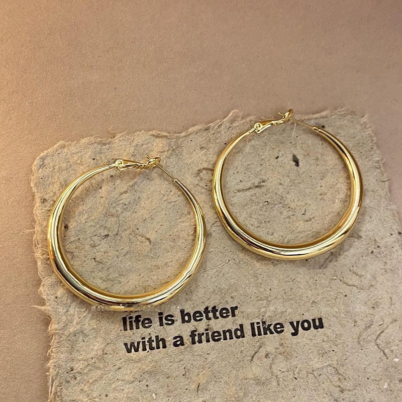 Aguja de plata Pendientes de anillo de elemento transfronterizo europeo y americano Pendientes de nicho de viento frío Pendientes de temperamento de moda Pendientes de lujo ligero y de alta gama