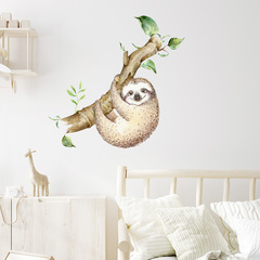尚易卡通風自粘動物兒童房牆貼臥室背景裝飾貼紙可愛樹懶牆貼批發