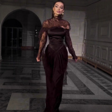 亚马逊欧美跨境2025年秋季新款高贵典雅长袖长裙华丽礼服连衣裙女