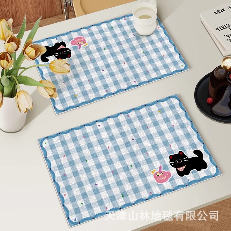 Ins Korean-Style Table Mat, Water-Absorbent, Non-Slip Plaid Mat, Washable and Stain-Resistant, Suitable for Restaurants and Cafes, Wholesale Ins Korean-Style Table Mat, Water-Absorbent, Non-Slip Plaid Mat, Washable and Stain-Resistant, Suitable for Restaurants and Cafes, Wholesale