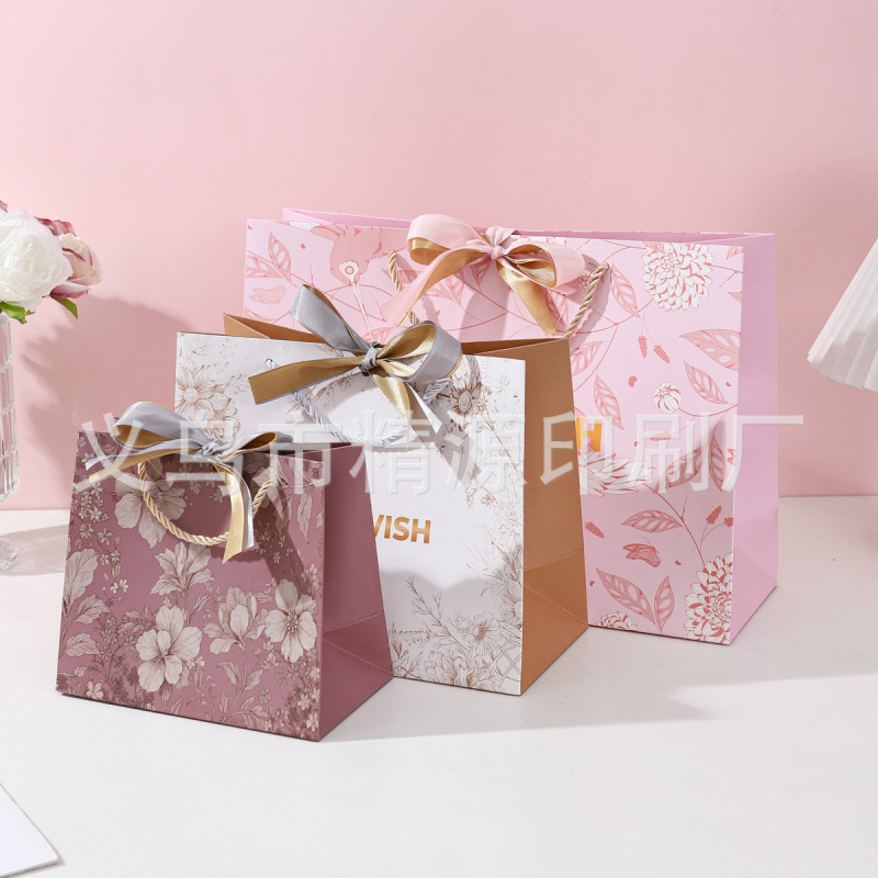 现货礼品袋花色纸袋跨境包装袋子节日送礼礼物袋服装手提袋高级感|undefined