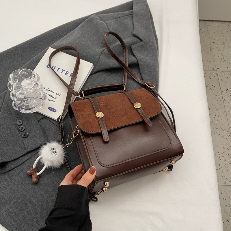 Retro costura textura mate bolso 2023 nuevo estilo occidental de las mujeres mochila crossbody pequeño bolso cuadrado