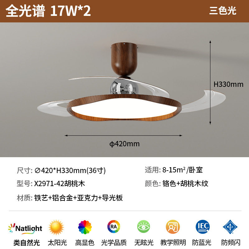 北欧隐形超薄风扇灯客厅吸顶灯餐厅卧室现代简约大气全光谱护眼灯|undefined