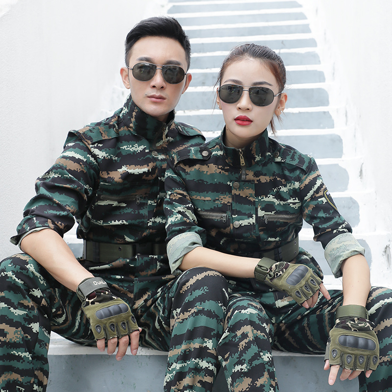 虎斑迷彩服套装军训服新式秋冬季加厚防寒工装工地工人劳保工作服