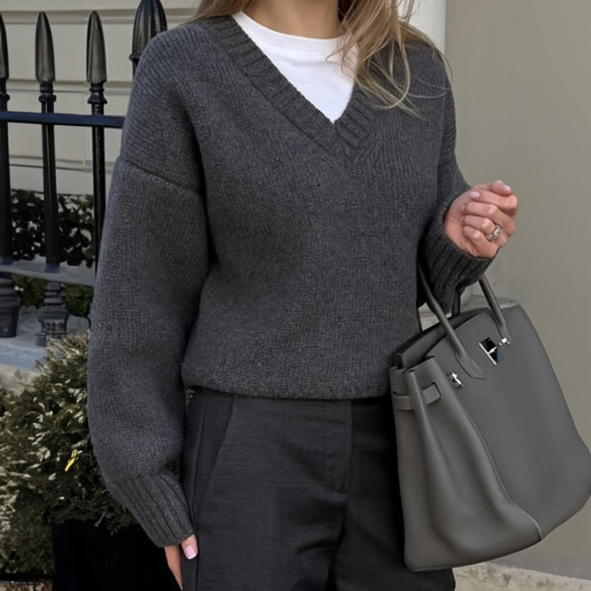 Kaikuo transfronterizo Europa y América casual V-collar chaleco de manga larga suéter de mujer 2025 otoño y invierno Amazon estación independiente
