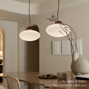 式奶油中古餐厅灯吊灯日式侘寂风复古新中式设计师餐桌灯吧台灯-阿里巴巴