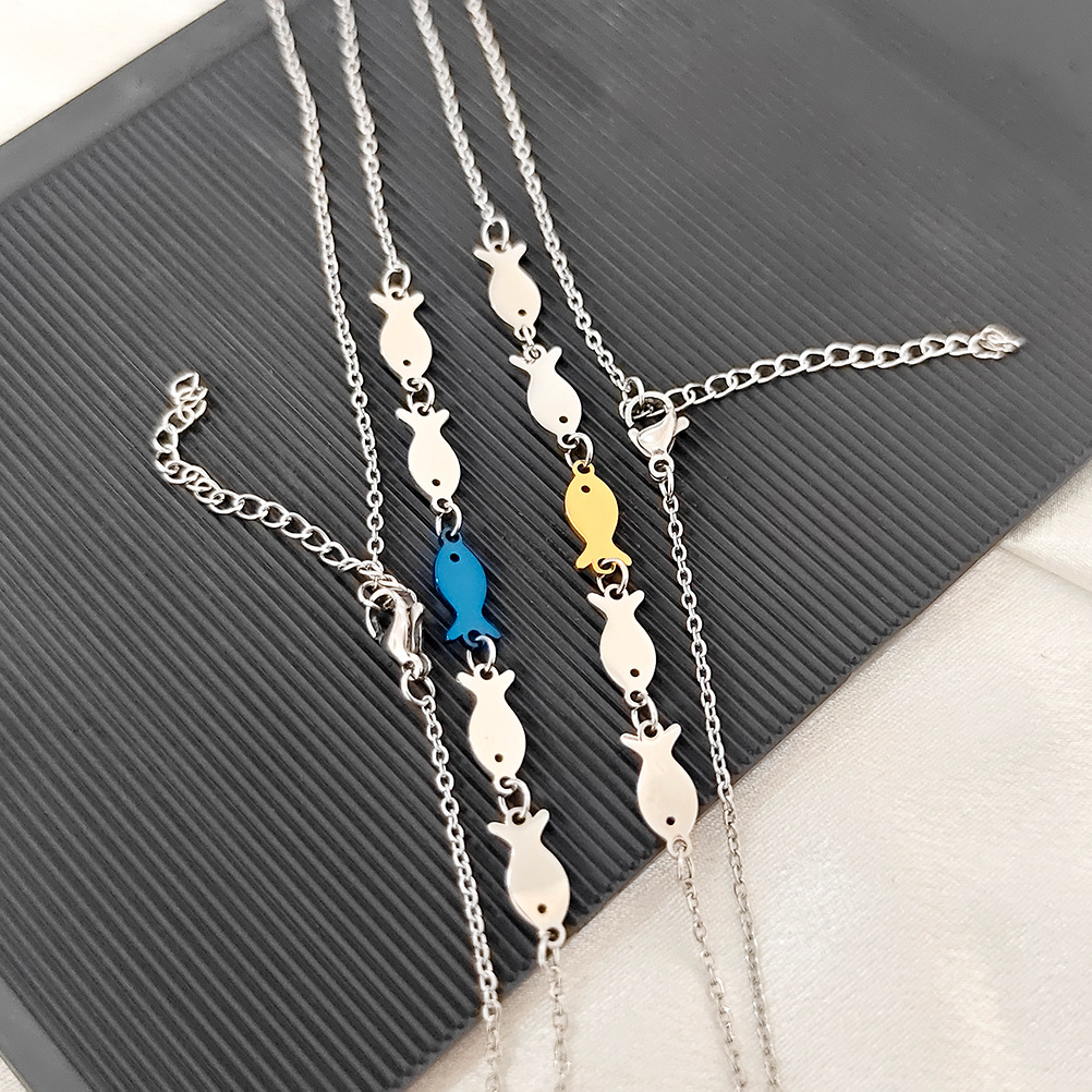 Titanium Steel Material Wholesale Jewelry Marine Style Fish Titanium Steel Jewelry Set