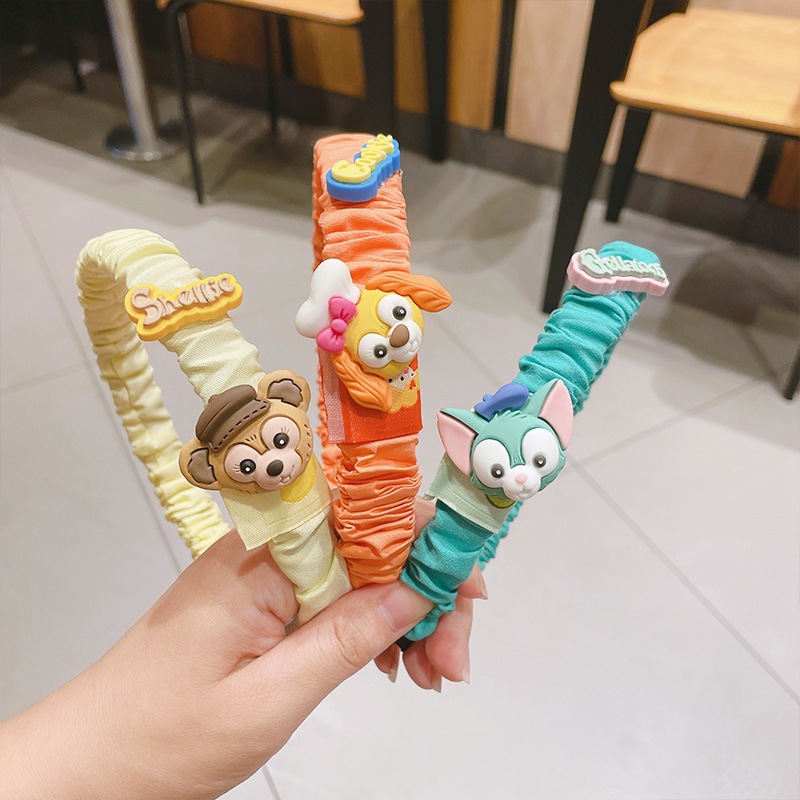 Color caramelo plisada diadema animal de dibujos animados lindo horquilla Corea del Sur Dongdaemun chica fresa oso estrella Shixi