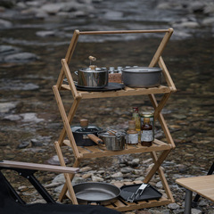 Outdoor camping portable storage rack picnic tableware storage table folding multi-layer storage rack storage box