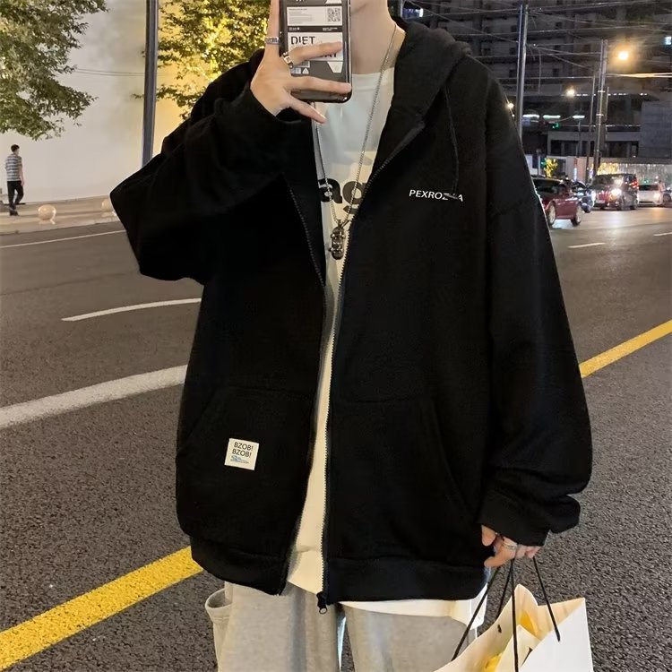 Men's coat Men's loose vintage loose hoodie cardigan_voghion.com