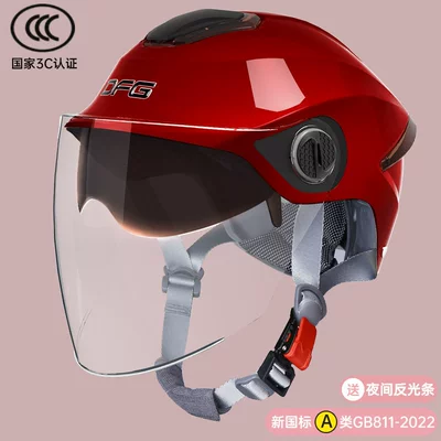 and All-Season Use, Half Helmet | Motosiklet dəbilqələri - one-size-fits-all-3c-certified-red-double-mirror-model-upgraded-and-thickened