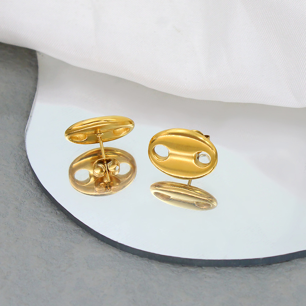1 Pair Retro Simple Style Geometric 304 Stainless Steel 18K Gold Plated Ear Studs display picture 13