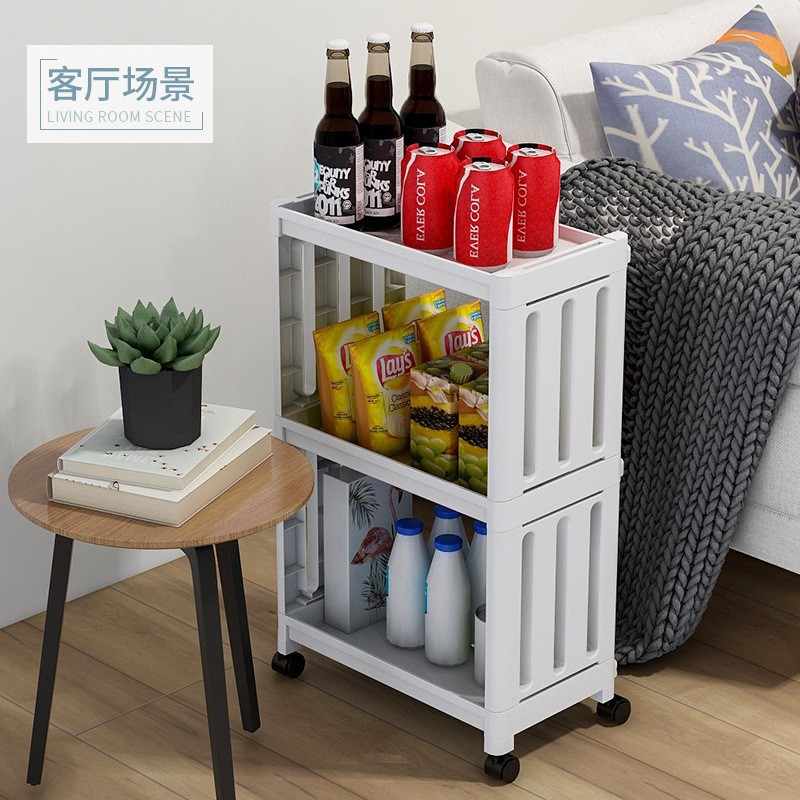 Kitchen Gap Storage Rack Floor Multi-layer Ultra-narrow 15cm Refrigerator Bathroom Bedroom Living Room Storage Mobile Cart