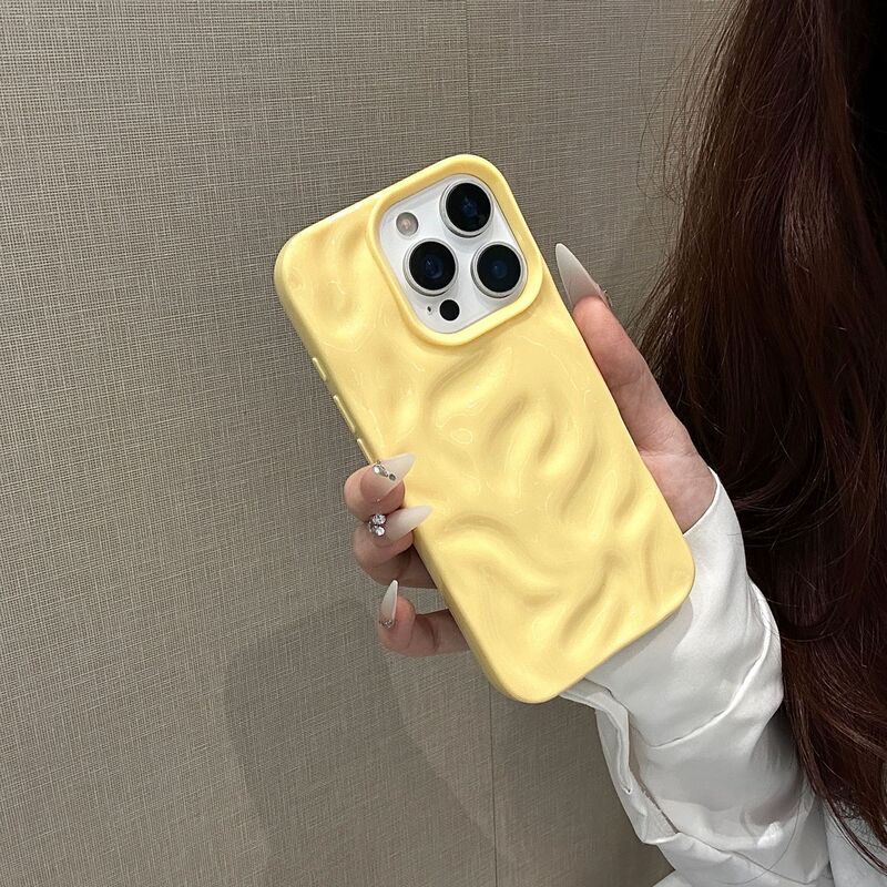 陨石纹适用iPhone16硅胶手机壳亮面折皱苹果15简约纯色14保护套13|undefined