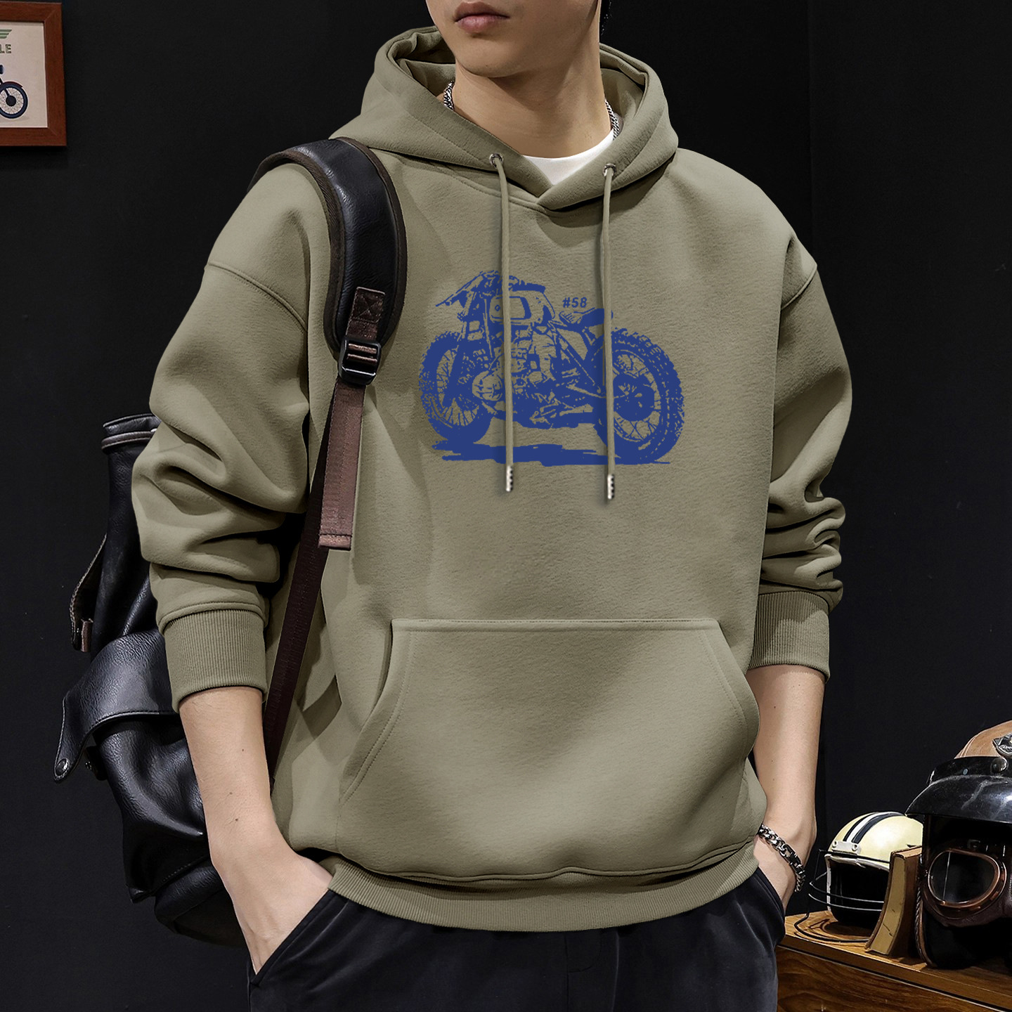 Avena gris sudadera con capuz regular - 8251