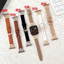 适用新apple watch表带牛皮苹果iwatch8ultra/7手掌纹三角扣s手表