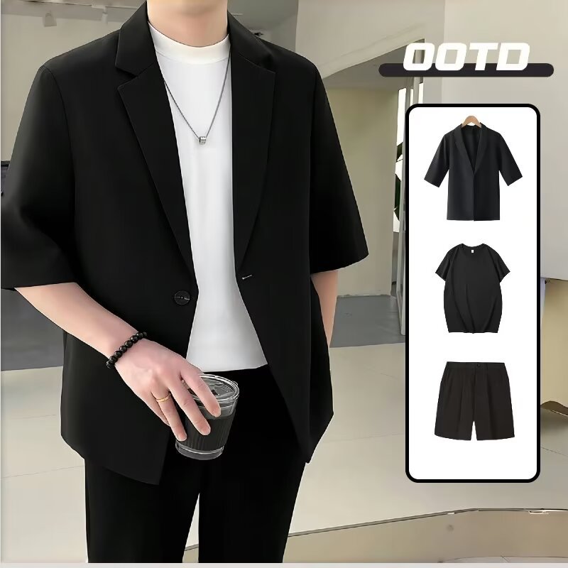 반팔 세트 블랙 T-블랙 짧은 바지