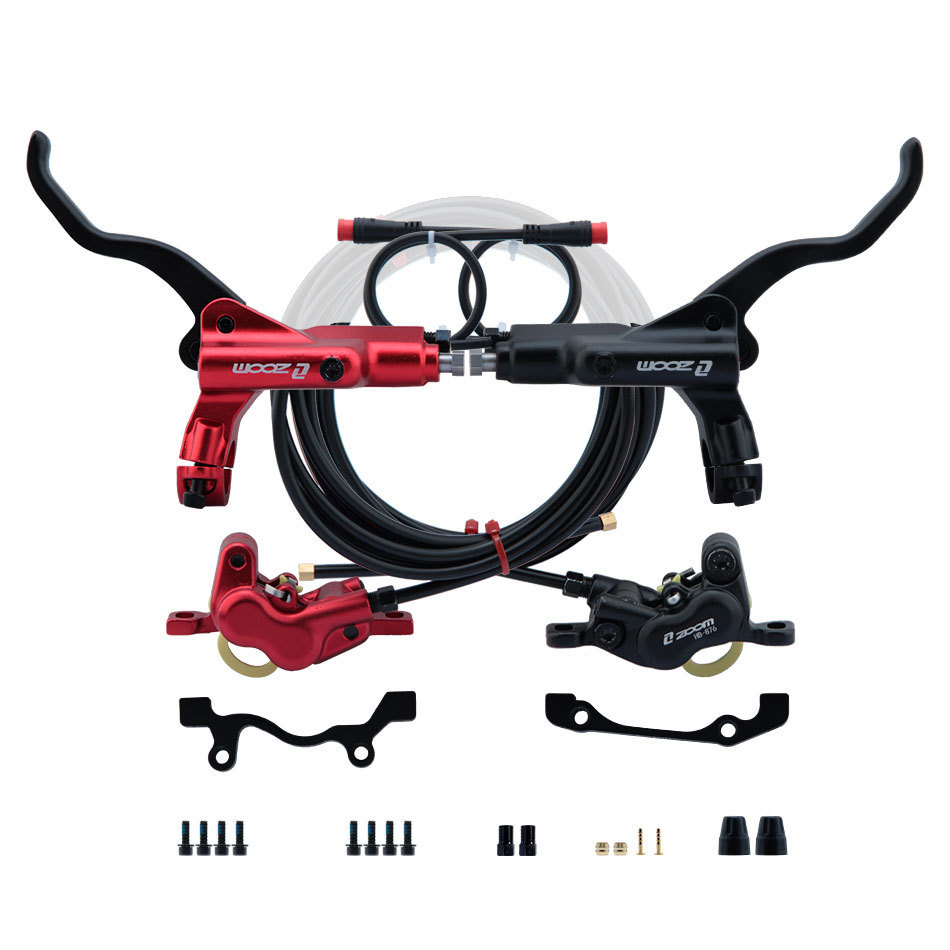 Zoom HB-876E freno de aceite de cuatro pistones bicicleta eléctrica apagado accesorios del conjunto del freno de aceite de freno doble freno de disco