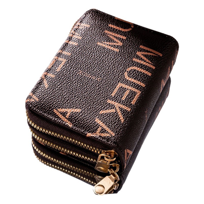 Nuevo órgano doble cremallera bolsa de tarjeta de moda europea y americana multi-tarjeta de gran capacidad de cremallera cero cartera femenina transfronteriza suministro