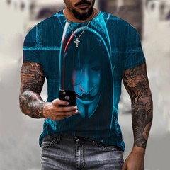 3D衣料品ソースファクトリー メンズカジュアル服 原宿スポーツ風Tシャツ柄半袖