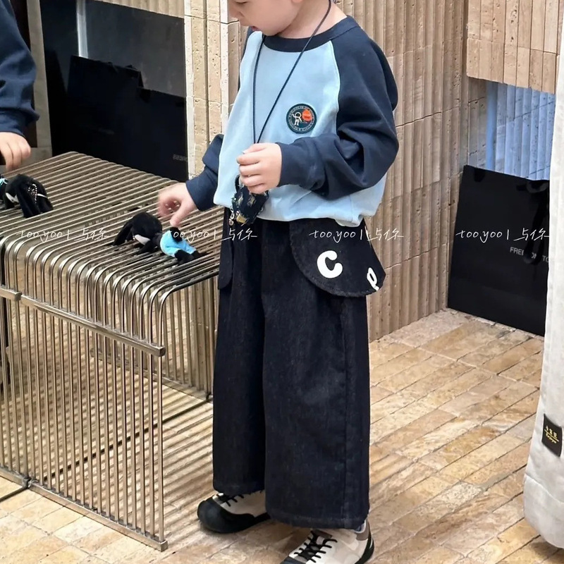 男童春秋潮流连帽卫衣套装2025新款中小童韩版酷帅屁帘长裤三件套|undefined