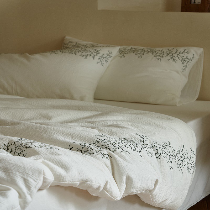 Floral Jacquard bordado de estilo francés, ropa de cama de algodón, cuatro estaciones disponibles, sábanas blancas