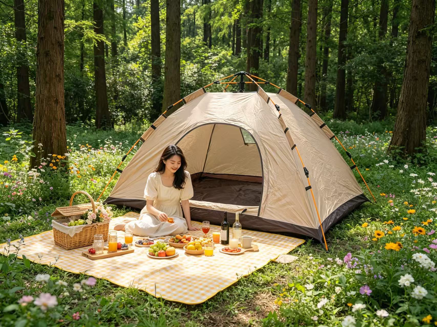 Tent Camping Tent Automatic No-Setup Required 3-4 Person Mosquito-Proof Sun Protection Portable Beach Camping Single-Person Hiking Gear