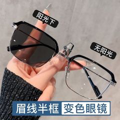 変色紫外線防止ブルーレイ放射防止疲労保護視力高精細平光メガネ男女モデル無度数
