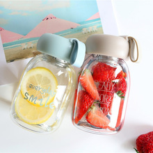 可爱玻璃杯便携韩国萌宝大肚迷你宝宝杯子水杯带茶隔防漏随手